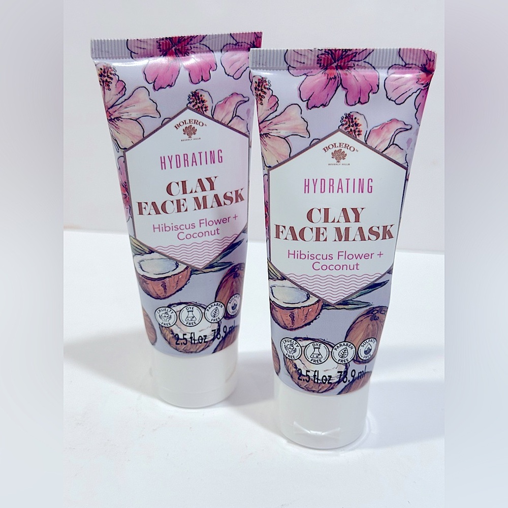 Bolero Hydrating Clay Face Mask Hibiscus Flower & Coconut 2.5fl oz - Set of 2